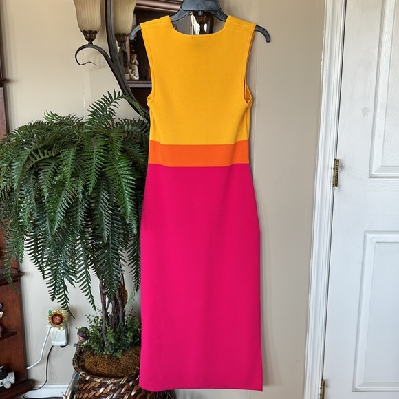 Express Body Contour Colorblock Bodycon Stretch Sleeveless Midi Dress Twist - Picture 6 of 11